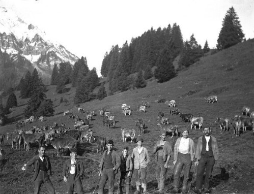 Alppersonal auf der Alpe Untere Falz