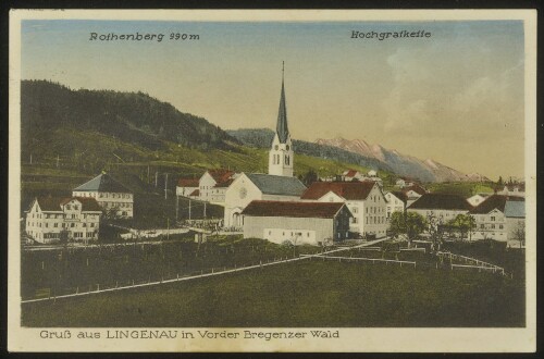 Gruß aus Lingenau in Vorder Bregenzer Wald : Rothenberg 990 m : Hochgratkette