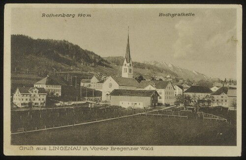 Gruß aus Lingenau in Vorder Bregenzer Wald : Rothenberg 990 m : Hochgratkette