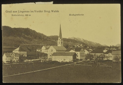 Gruß aus Lingenau im Vorder Breg. Walde : Rothenberg, 990 m : Hochgratkette