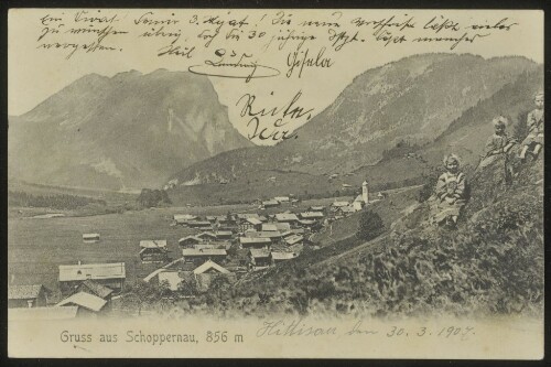 Gruss aus Schoppernau, 856 m : [Correspondenzkarte ...]