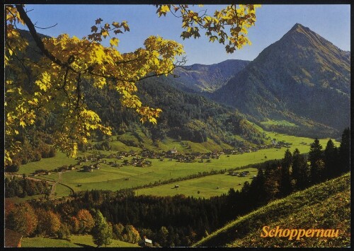 Schoppernau : [Schoppernau (852 m) im Bregenzerwald mit Üntschen-Spitze (2135 m) Auskunft: Verkehrsamt A-6886 Schoppernau 00 43 / 55 15 / 24 95 Vorarlberg / Austria ...]