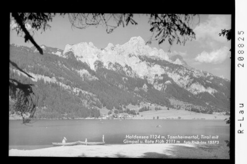 Haldensee 1124 m, Tannheimertal, Tirol mit Gimpel und Rote Flüh 2111 m : [Blick auf Haller am Haldensee mit Rote Flüh und Kellenspitze]