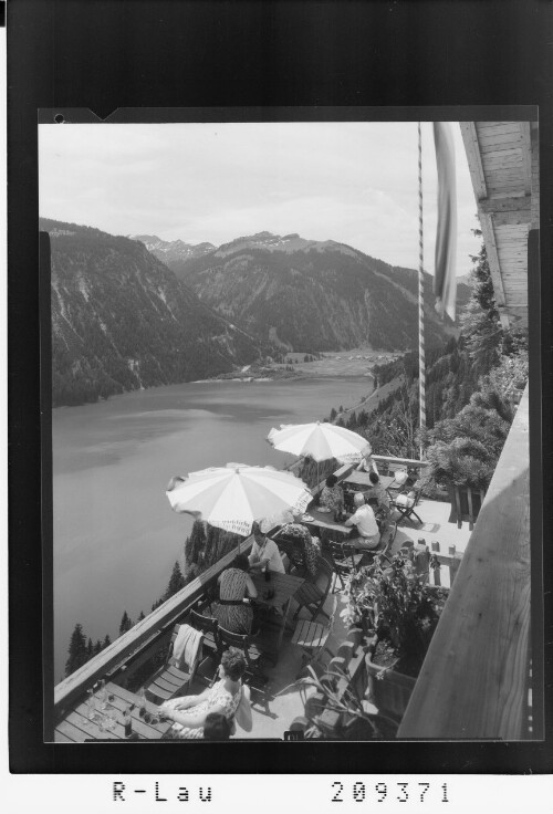 [Blick vom Berggasthof Adlerhorst ob Haller am Haldensee gegen Sulzspitze und Vogelhorn / Tirol]
