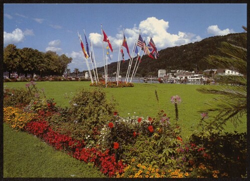 [Bregenz] : [Festspielstadt Bregenz am Bodensee, Seeanlagen mit Fahnenrondell Vorarlberg, Österreich ...]
