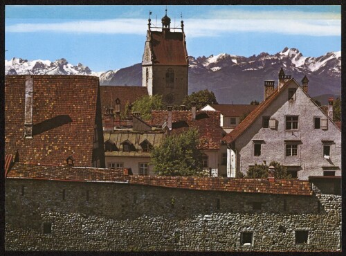 [Bregenz] : [Bregenz am Bodensee Altstadt mit Pfarrkirche St. Gallus gegen Altmann und Säntis (Schweizer Berge) Vorarlberg, Österreich ...]