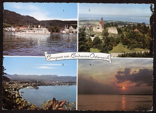 Bregenz am Bodensee Österreich : [Bregenz - Hafen - Gebhardsberg gegen die Schweizer Berge - Sonnenuntergang ...]