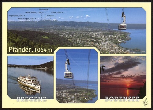 Bregenz Bodensee : Pfänder : Ringelspitze : Hoher Kasten : Altmann ... : [Festspielstadt Bregenz am Bodensee mit Blick auf Schweizer Berge Vorarlberg, Österreich ...]