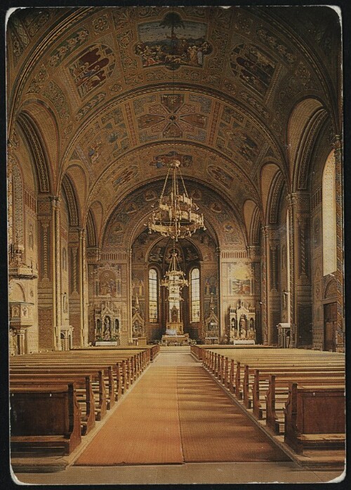 [Dornbirn] : [Dornbirn-Hatlerdorf / Vorarlberg Innenraum der Pfarrkirche St. Leopold, in den Jahren 1860-1866 in neuromanisch-pompejanischem Stil erbaut ...]