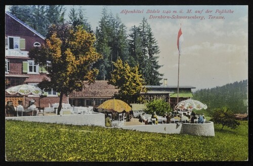 Alpenhôtel Bödele 1140 m. ü. M. auf der Paßhöhe Dornbirn-Schwarzenberg, Terasse