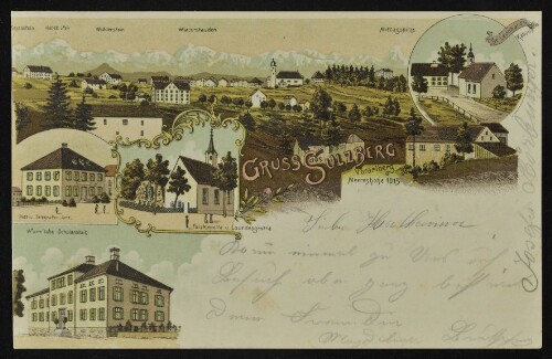 Gruss aus Sulzberg Vorarlberg : Meereshohe 1015 : Post- u. Telegrafen Amt : Falzkapelle u. Lourdesgrotte ... : [Correspondenzkarte ...]