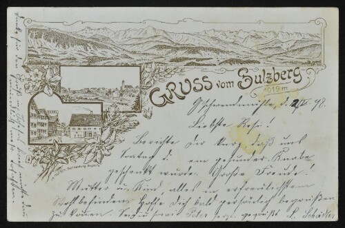 Gruss vom Sulzberg 1019 m : [Correspondenz-Karte An ... in ...]