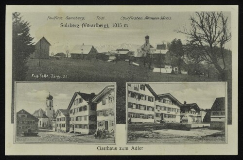 Sulzberg (Vorarlberg), 1015 m : Faulfirst : Gamsberg : Tödi : Churfirsten : Altmann : Säntis : Gasthaus zum Adler