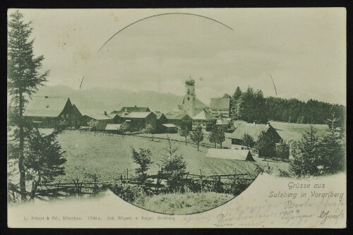 Grüsse aus Sulzberg in Vorarlberg : Joh. Bilgeri, z. Engel, Sulzberg : [Correspondenz-Karte ...]