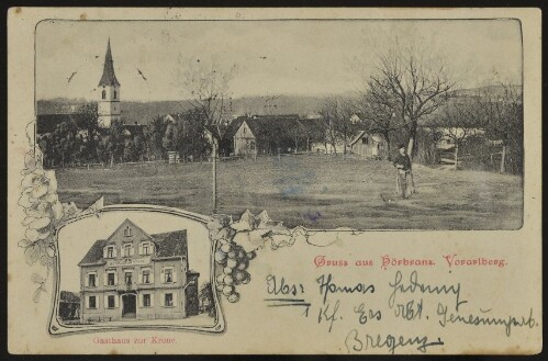 Gruss aus Hörbranz Vorarlberg : Gasthaus zur Krone : [Postkarte An ... in ...]