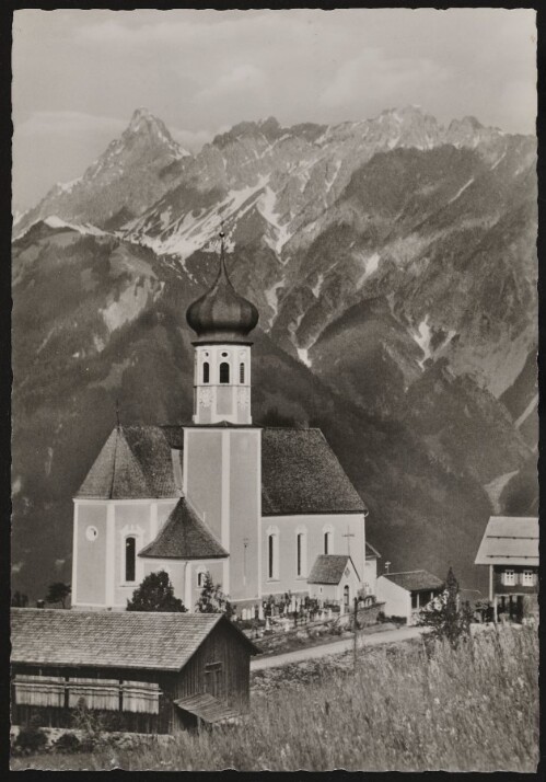 [Bartholomäberg] : [Bartholomäberg (1085 m) Pfarrkirche gegen Zimba ...]