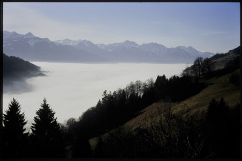 [Walgau, Blick von Dünserberg auf Talnebel]