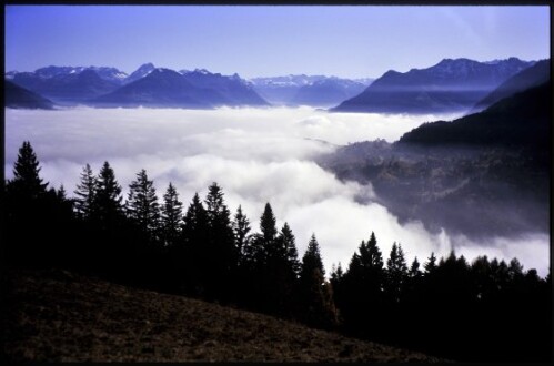 [Walgau, Blick von Amerlugalpe auf Talnebel]