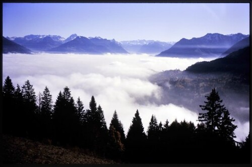 [Walgau, Blick von Amerlugalpe auf Talnebel]