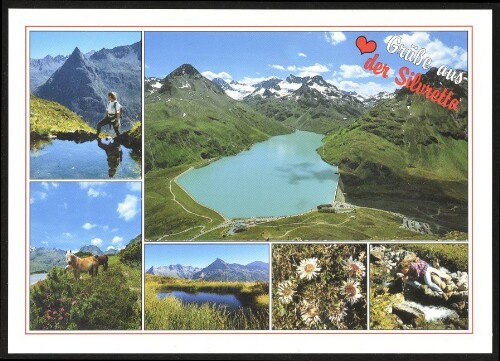 [Gaschurn Partenen] Herzliche Grüße aus der Silvretta : [Stausee Silvretta mit Bieler Höhe, 2071 m gegen Silvretta-Gruppe Vorarlberg - Tirol, Österreich ...]