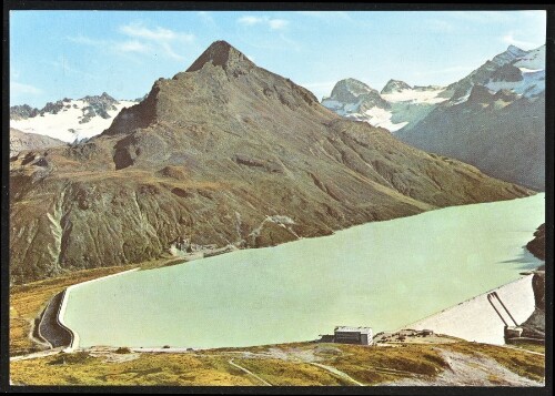 [Gaschurn] : [Silvretta: Gasthof Piz Buin und Hotel Silvrettasee mit Hohes Rad und Piz Buin, 3312 m, Austria ...]