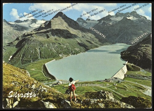 [Gaschurn] Silvretta : Bieler Höhe 2071 m : Tiroler Kopf 3103 m : Schattenspitze 3202 m ... : [Silvretta-Hochalpenstrasse Stausee Silvretta mit Bieler Höhe, 2071 m und Silvrettagruppe Vorarlberg, Österreich ...]