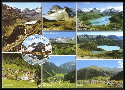 [Gaschurn Partenen] Silvretta : Piz Buin, 3312 m : Bieler Höhe, 2071 m : Kops, 1809 m ... : [Silvretta-Hochalpenstraße von Partenen über die Bielerhöhe nach Galtür vom Vorarlberger Montafon ins Tiroler Paznaun Österreich ...]