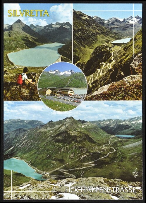 [Gaschurn Partenen] Silvretta : Hochalpenstrasse : [Silvretta-Hochalpenstraße Silvrettastausee mit Bielerhöhe, 2032 m Straße mit Vermuntsee, 1751 m und Litznergruppe, Straße zwischen den Stauseen Vorarlberg, Österreich ...]