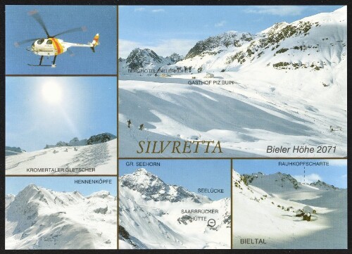 [Gaschurn Partenen] Silvretta Bieler Höhe 2071 : Bieltal ... : [Silvretta, Bieler Höhe, 2071 m mit Hochmaderer, Hubschrauberlandeplätze Hennenköpfe, 2704 m, See-Lücke, 2772 m, und Rauhkopfscharte, 2980 m, Vorarlberg, Österreich ...]