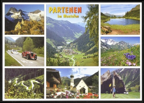 [Gaschurn] Partenen im Montafon : [Partenen im Montafon, 1027 m, mit Piz Buin, 3312 m, Wiegensee, Silvretta Hochalpenstraße und Golfplatz Partenen, Vorarlberg, Österreich ...]