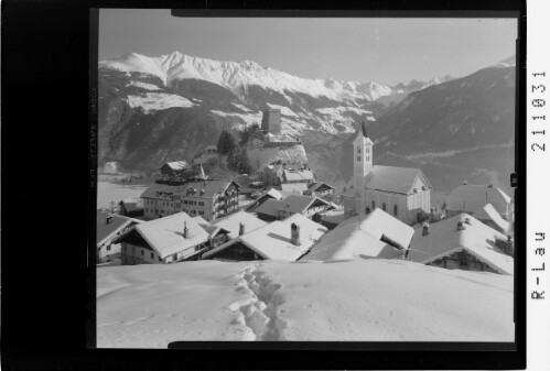 [Ladis im Oberinntal mit Burg Laudegg gegen Kaunergrat / Tirol]