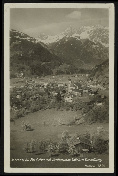 Schruns im Montafon mit Zimbaspitze 2645 m Vorarlberg