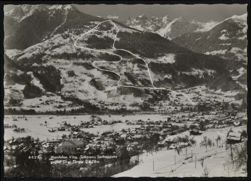 Montafon Vlbg. Schruns - Tschagguns gegen Drei Türme 2828 m ... ;