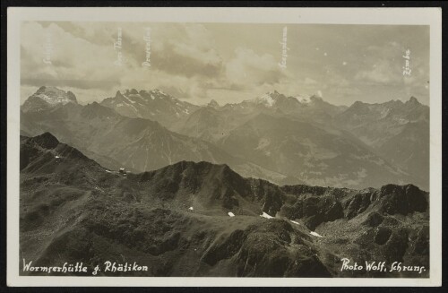 [Schruns] Wormserhütte g. Rhätikon : Sulzfluh : Drei Türme : Drusenfluh : Scesaplana : Zimba