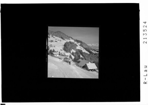 Skigebiet Dünserberg, Alpengasthof Enzian mit Skilift und Kabinenseilbahn : [Dünserberg / Gasthof Enzianhaus mit Muttkopf]