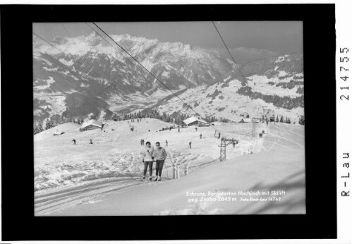 Schruns, Bergstation Hochjoch mit Skilift gegen Zimba 2645 m