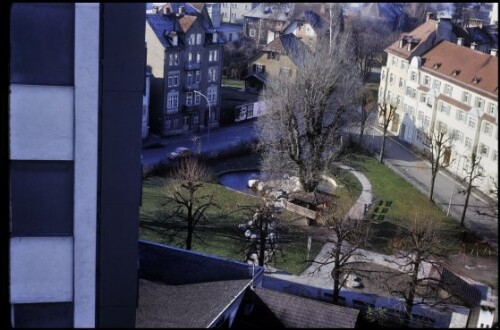 [Bregenz, Blick vom Dach Gerberstraße 6 auf Weiherplatz]