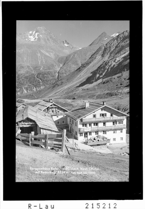 Berggasthaus Rofenhof 2014 m bei Vent / Ötztal mit Ramolkogel 3524 m