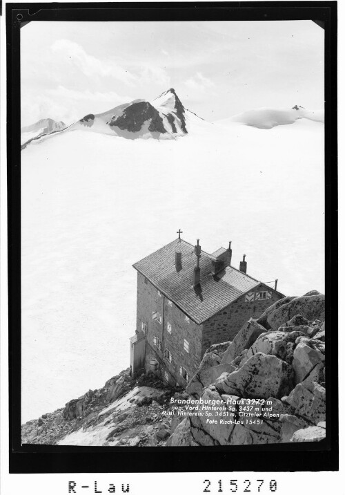Brandenburger Haus 3272 m gegen Vordere Hintereisspitze 3437 m und Mittlere Hintereisspitze 3451 m, Ötztaler Alpen