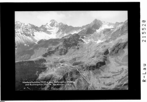 Niederelbehütte 2300 gegen Fatlarspitze 2988 m und Ruchlespitze 2867 m : [Niederelbe Hütte gegen Fatlarspitze und Rugglespitze]