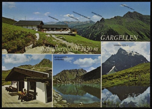 [St. Gallenkirch] Gargellen Schafberghüsli 2130 m : Ritzenspitzen Gandasee ... : [Schafberghüsli, 2130 m, bei Gargellen im Montafon mit Gandasee und Madrisa, Vorarlberg, Österreich ...]