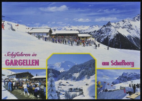 [St. Gallenkirch] Schifahren in Gargellen am Schafberg : [Restaurant Schafberg-Hüsle im Gargellner Schigebiet, 2300 m, mit Blick zum Schmalzberg, Montafon, Vorarlberg, Österreich ...]