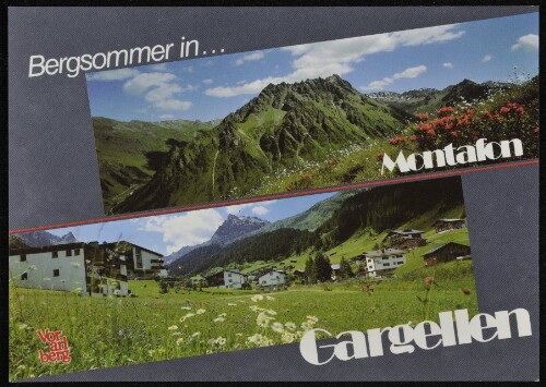 [St. Gallenkirch] Bergsommer in ... Gargellen Montafon Vorarlberg : [Luftkurort Gargellen im Montafon, 1424 m, Blick vom Schafberg zu den Ritzenspitzen und Ort gegen Madrisa, Vorarlberg, Österreich ...]