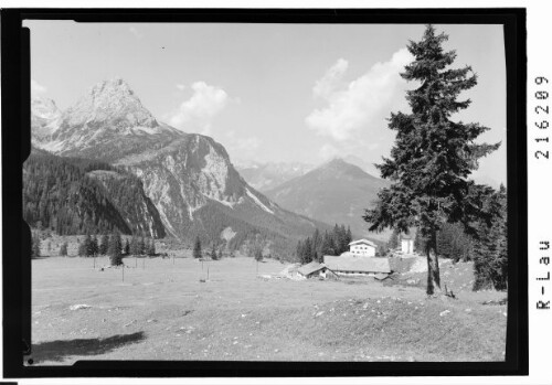 [Ehrwalder Alm bei Ehrwald gegen Sonnenspitze und Lechtaler Alpen mit Gartnerwand / Tirol]