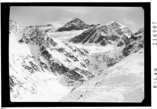 Blick von der Riffelsee Hütte gegen Mittelbergferner, Innere Schwarze Schneid und Linken Fernerkogel / Pitztal / Tirol