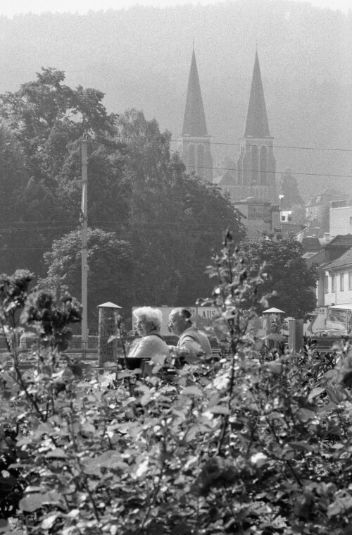 [Turmspitzen der Herz Jesu Kirche in Bregenz]