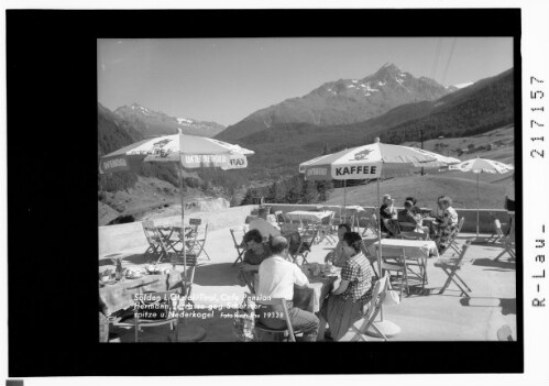 Sölden im Ötztal / Tirol, Cafe Pension Hermann gegen Schermer und Nederkogel : [Gasthof Cafe Hermann in Söden im Ötztal gegen Kirchenkogel und Nöderkogel]