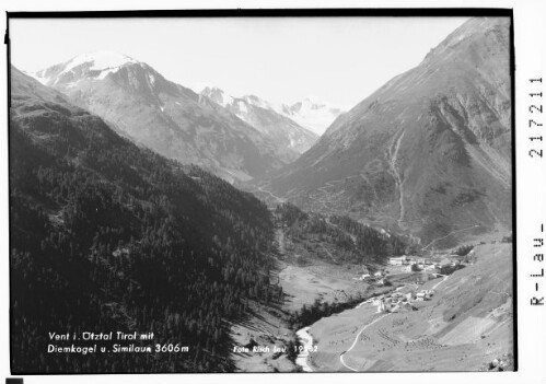 Vent im Ötztal mit Diemkogel und Similaun 3606 m