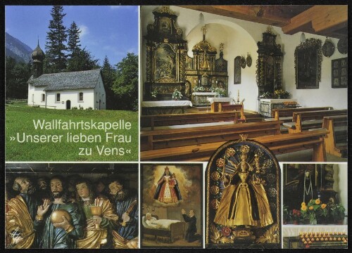 [Vandans] Wallfahrtskapelle  Unserer lieben Frau zu Vens  : [Wallfahrtskapelle  Unserer lieben Frau zu Vens  Vandans im Montafon, Vorarlberg, Österreich Ursprünglich als Pestgelöbnis um 1613 erbaut, jetziges Langhaus aus dem Jahre 1722, letzte Renovierung 1981/82. Predella - Hochrelief vom Abendmahl, Votivtafel, Gnadenbild und Schmerzens-Mutter ...]