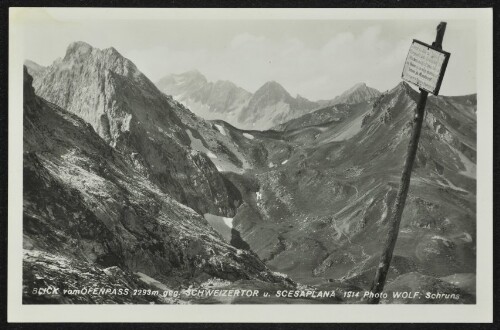 [Vandans] Blick vom Öfenpass 2293 m geg. Schweizertor u. Scesaplana